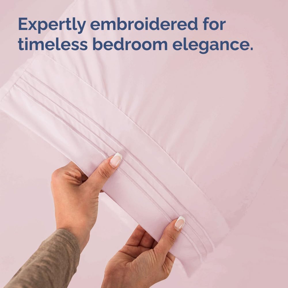 Skiennix Queen Pillow Cases Set of 2 | Ultra Soft Hotel Quality, Wrinkle-Free & Fade Resistant - Lavender Pink
