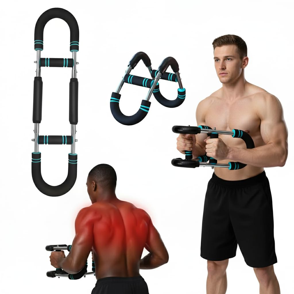 UPGRADED Unisex Adjustable Twister Arm Trainer (60-110lbs), 3-Level Foldable Chest Workout Exerciser for Upper Body Strength Training, Portable Spring Workout Bar Fitness Equipment