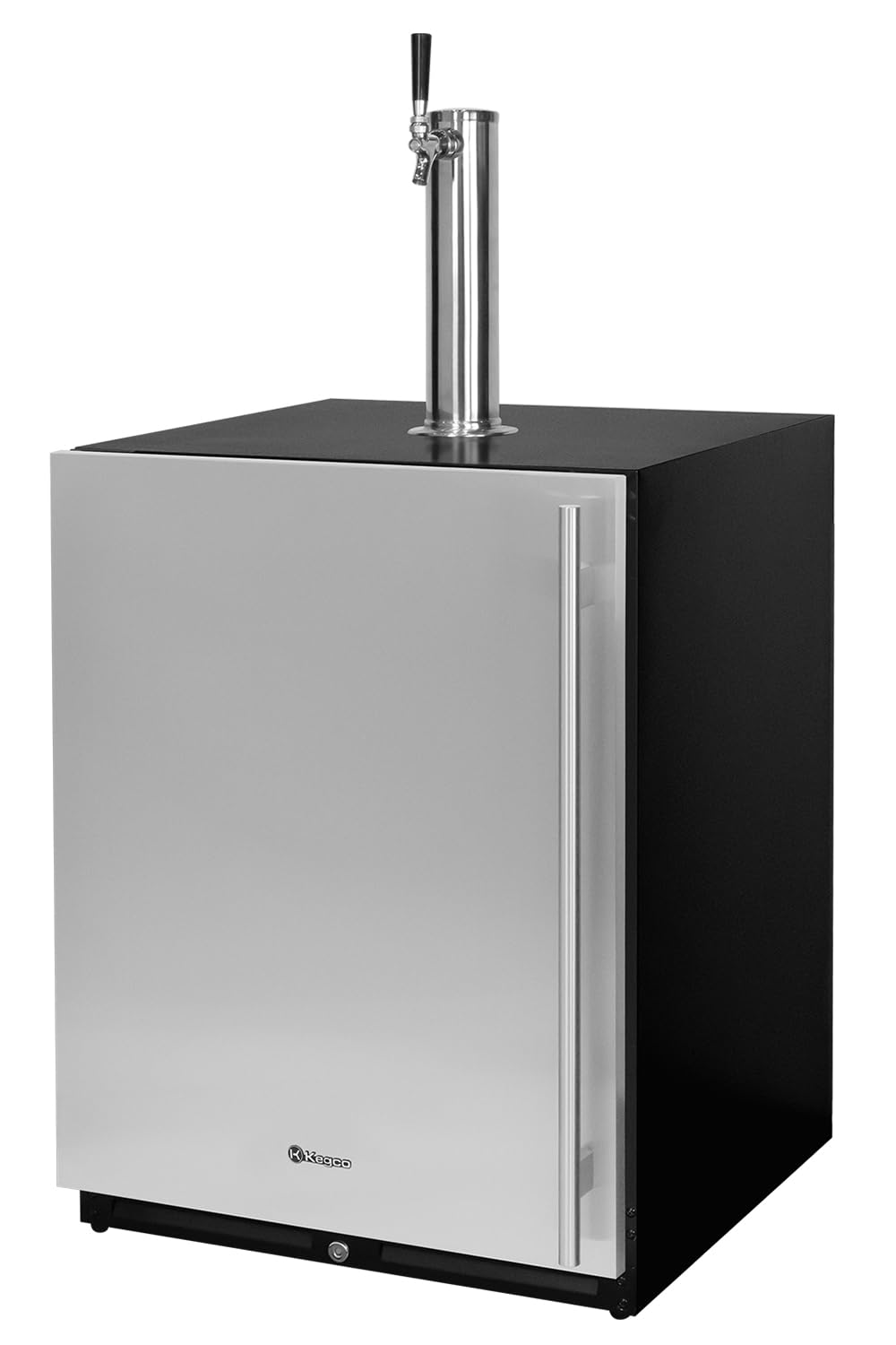 Kegco 24" Wide Single Tap Stainless Steel Built-In Left Hinge Kegerator with Dispense Kit