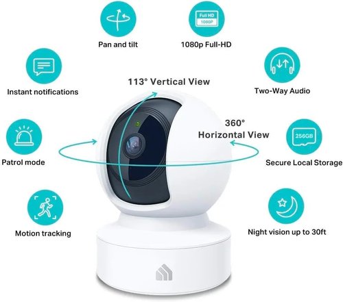 Kasa 1080p Indoor Pan/Tilt Security Camera - Baby & Pet Monitor with Motion Detection, Night Vision, 2-Way Audio