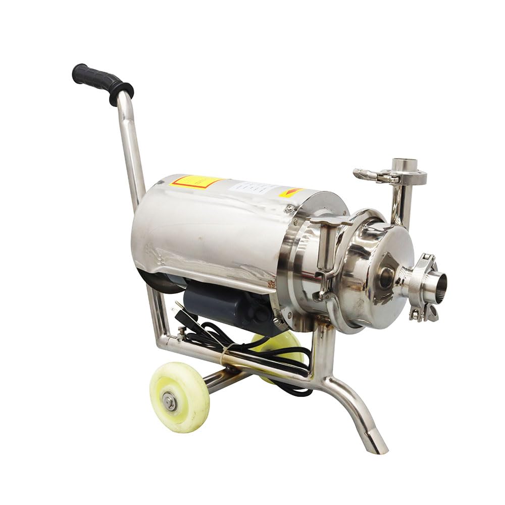 INTBUYING Food Grade Centrifugal Pump 304 Stainless Steel 3T Sanitary Beverage Pump Transfer for Liquid Mobile 110V/0.75KW