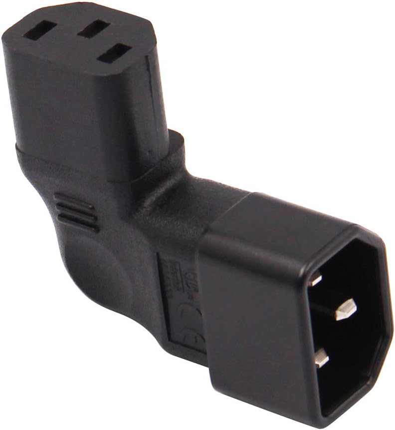 WYMECT 2-Pack C14 C13 Left Angle IEC to Power Adapter PDU Plug for LCD Wall Mount TV