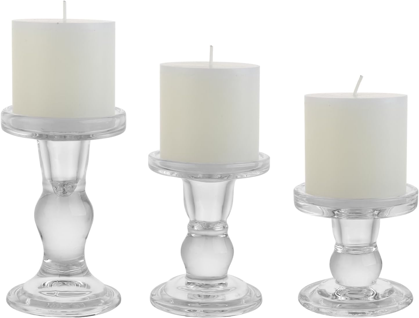 Skiennix 6-Piece Glass Candlestick Set - Elegant Crystal Holders for Weddings & Christmas | Clear