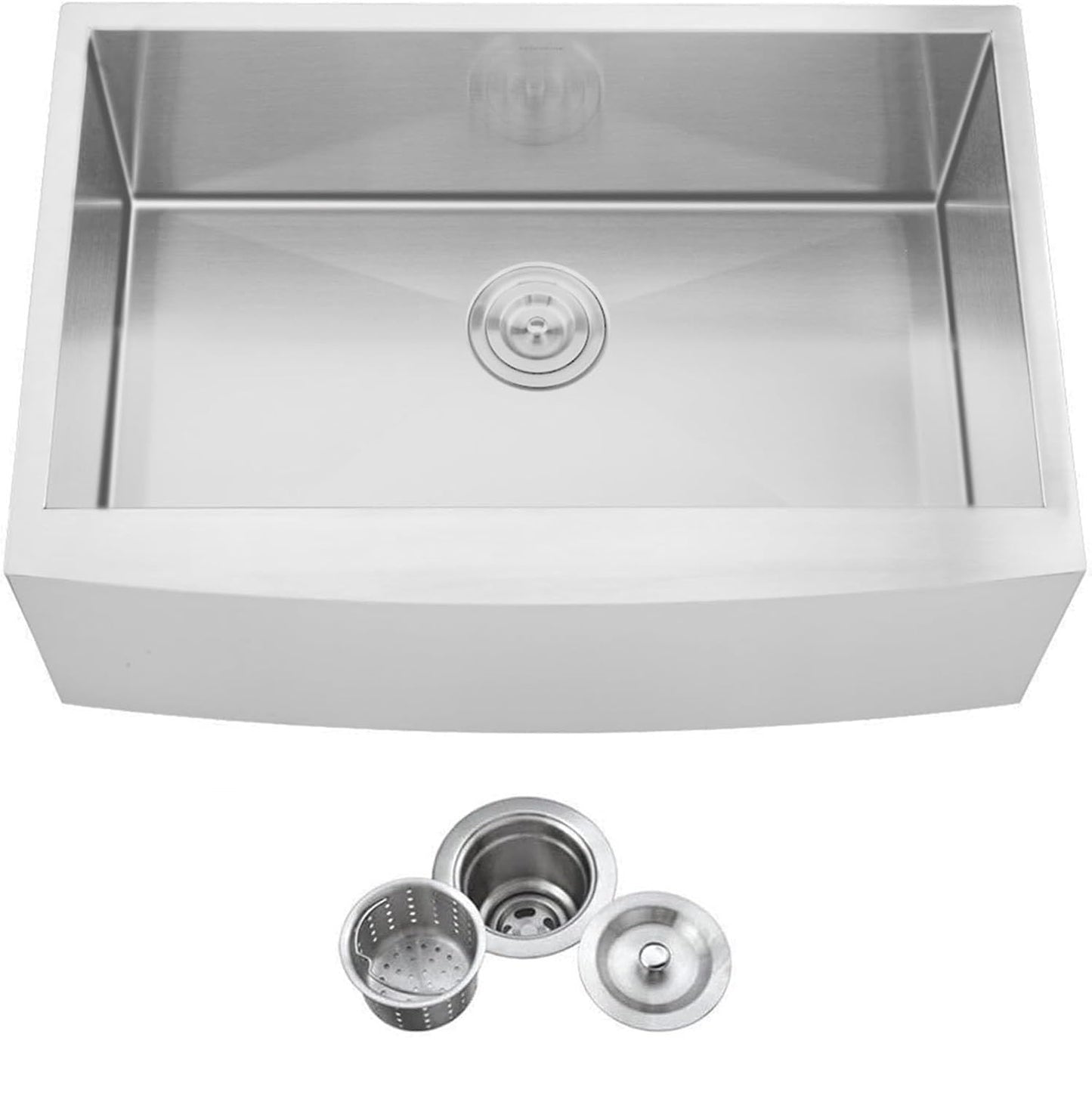 VCCUCINE Farmhouse Sink, 30x22 Inch Stainless Steel Farmhouse Kitchen Sink, Undermount Drop in Single Bowl Basin Apron Sink, Brushed Nickel Farm Sink With Strainer