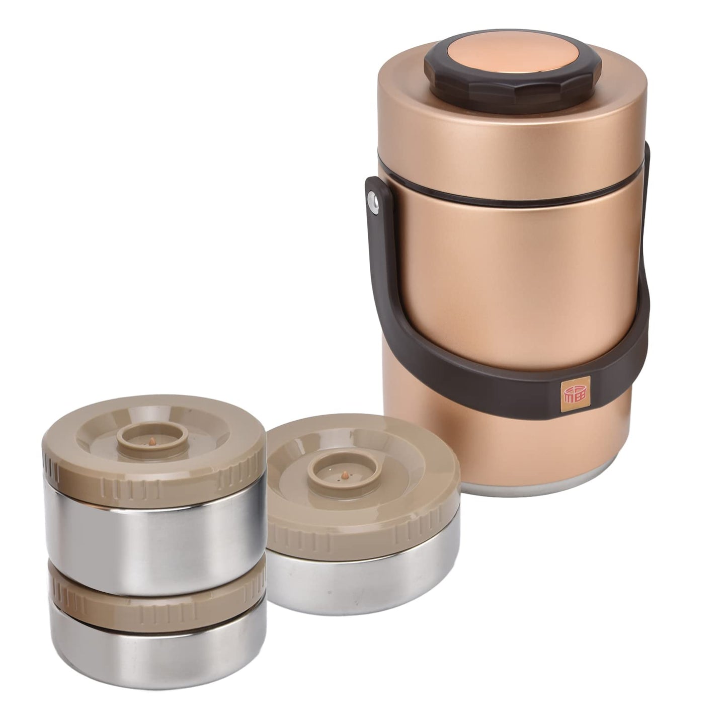 Estink 2000ml Vacuum Insulation Lunch Box 3 Layer Lunch for Hot Food, 304 Stainless Steel Thermal Lunch Box Insulated Food Jar Insulated Food Container (Gold)