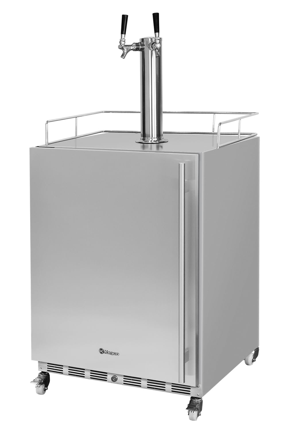 Kegco 24" Wide Outdoor Build-In Dual Tap Stainless Steel Left Hinge Kegerator with Dispense Kit