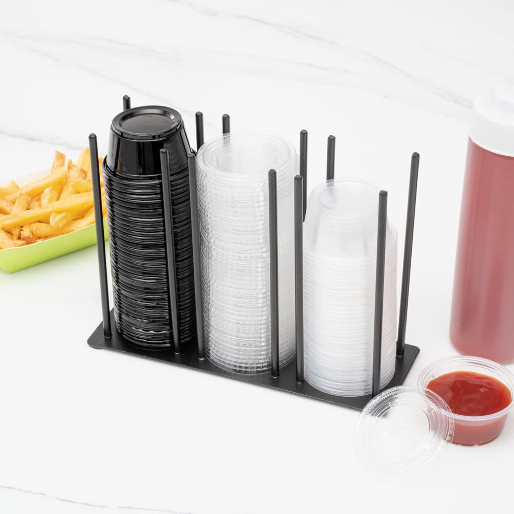 RW Base Black Iron Horizontal Portion Cup / Lid Organizer - 3 Section - 8 1/4" x 3" x 6" - 1 count box
