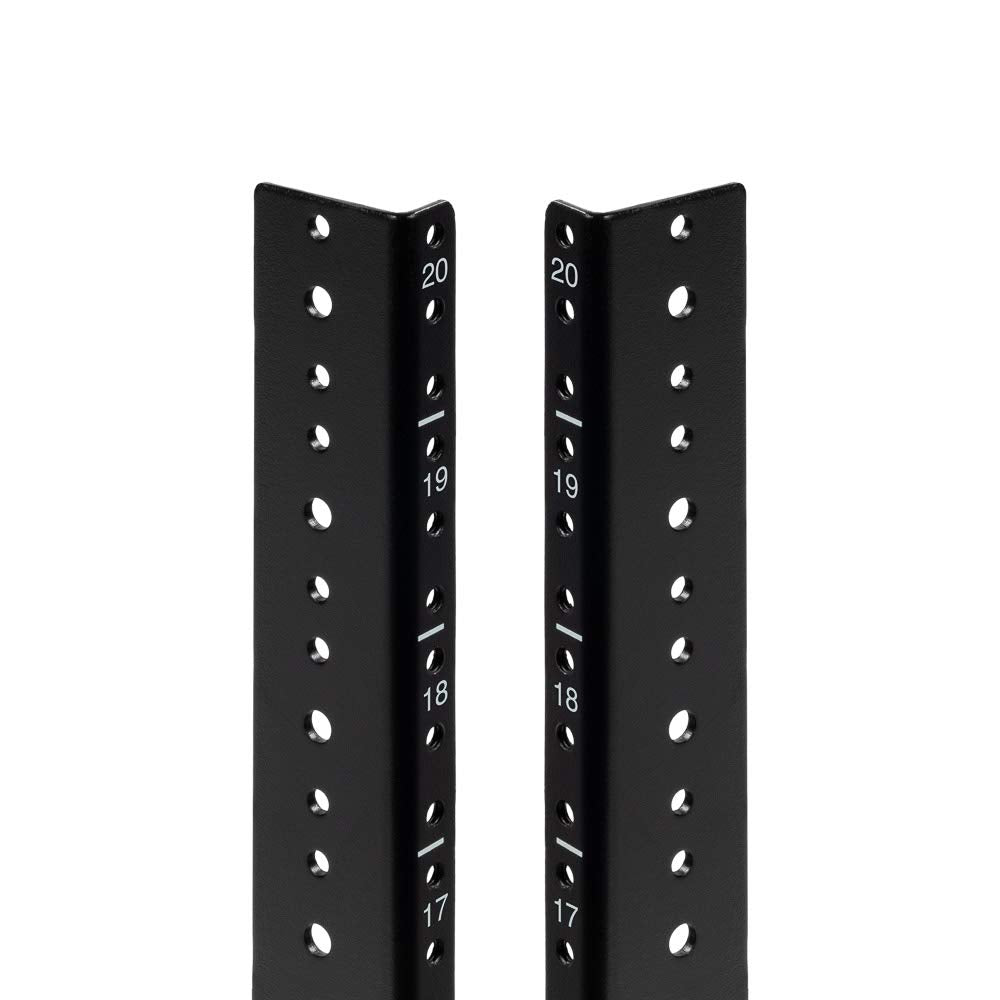 NavePoint 20U Vertical Rack Rail Pair DIY Kit with Hardware, Black