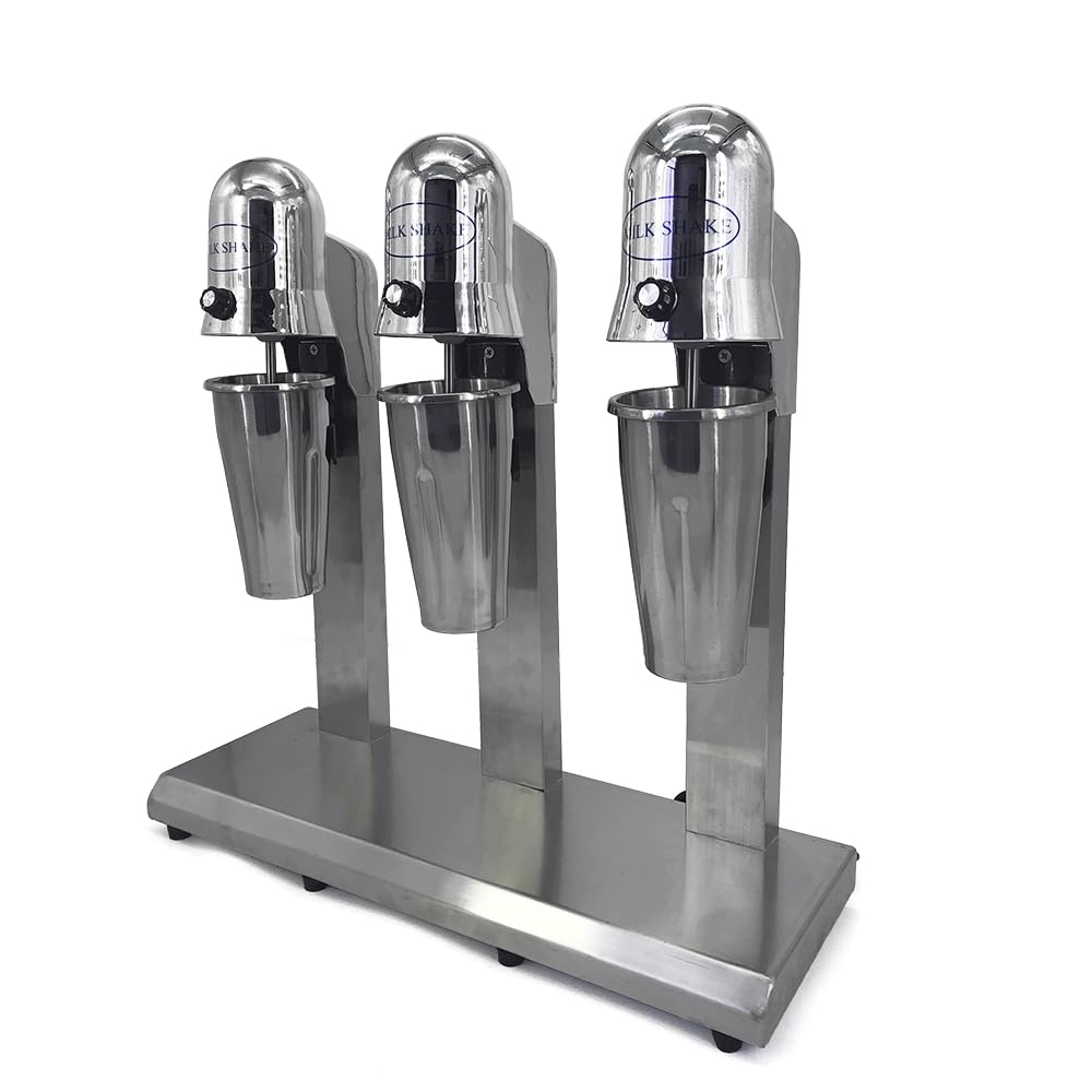 Florchest 3 Head Drink Mixer,18000Rpm/Min High Speed Electric Milkshake Maker Machine with 3PC Cups and 3High-Class Stainless Steel Cups for Beverage Stores Cafes Canteens