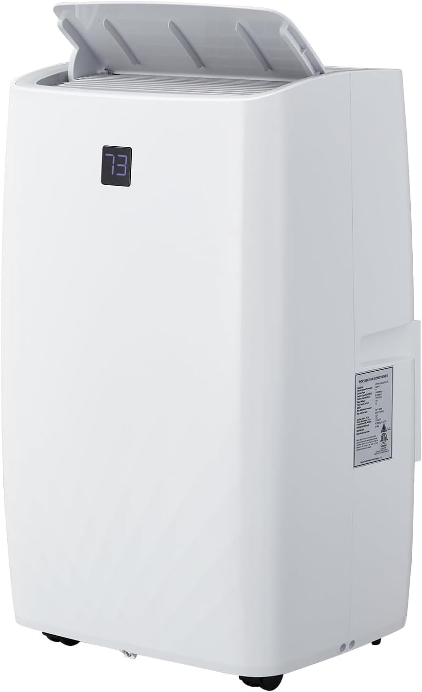 12,000 BTU Portable Air Conditioner, 3-in-1 Remote Control AC with 24-Hour Timer, Cooling/Dehumidifying/Fan/Low Noise/Energy Efficient, Office Cooling up to 750 Sq. Ft. for Bedrooms, Offices, White