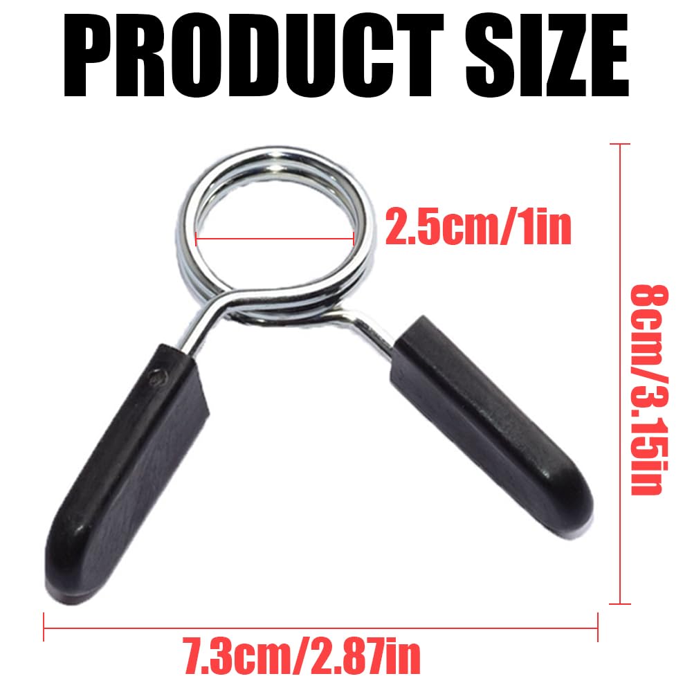 Quweiz 4pcs 1 Inch Barbell Clamps, Spring Clip Collars Bars Clips Fitness Weight Lifting Dumbbell Weight Bar Clip Clamps for Many Gym Equipment Strength Training Accessory