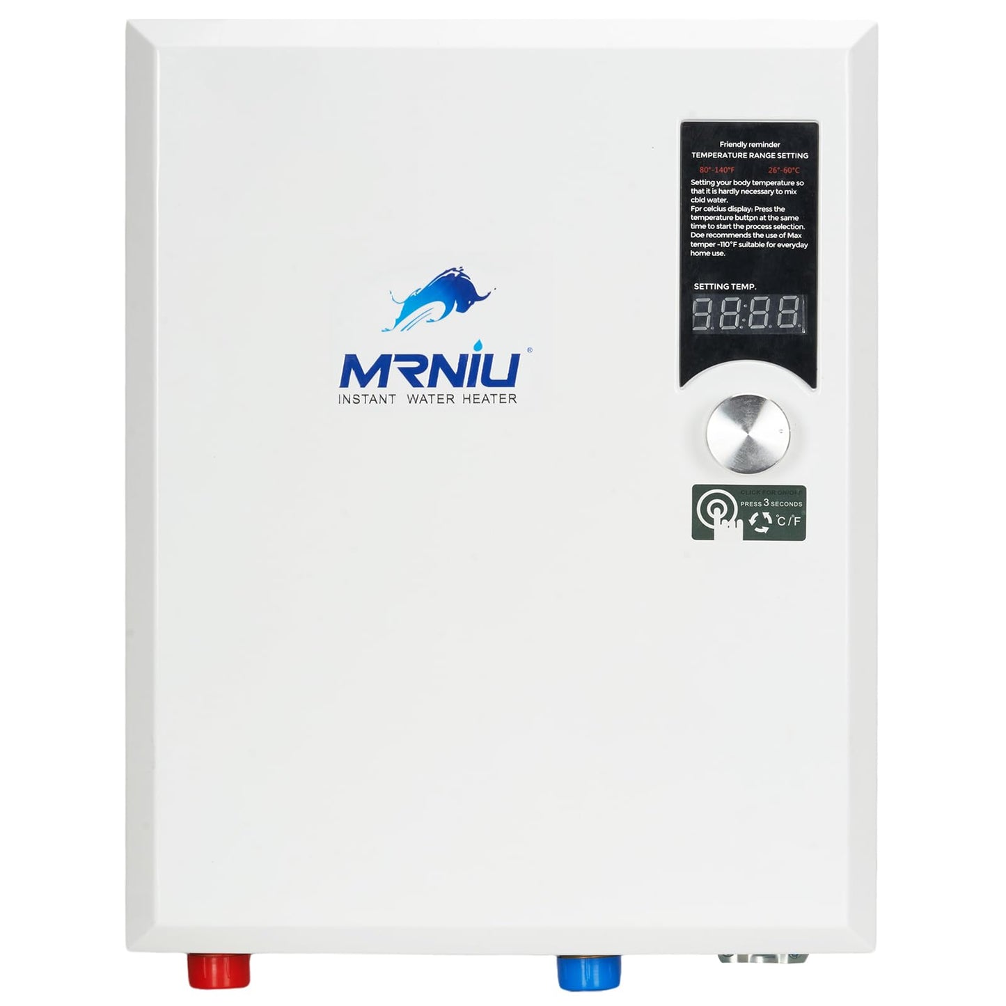 24Kw 240V Electric Tankless Water Heater, LED Temperature Display, On-Demand Instant Hot Water, Space-Saving Design for Whole House Shower – Endless Hot Water Supply for Residential Use