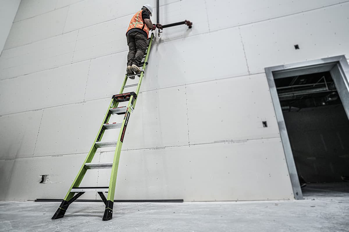 Little Giant Ladders, King Kombo 2.0 XT, Industrial, M6, 6 Ft. A Frame, 10 Ft. Extension, Fiberglass, Type 1AA, 375 lbs Weight Rating, (13936-071), Hi-viz Green