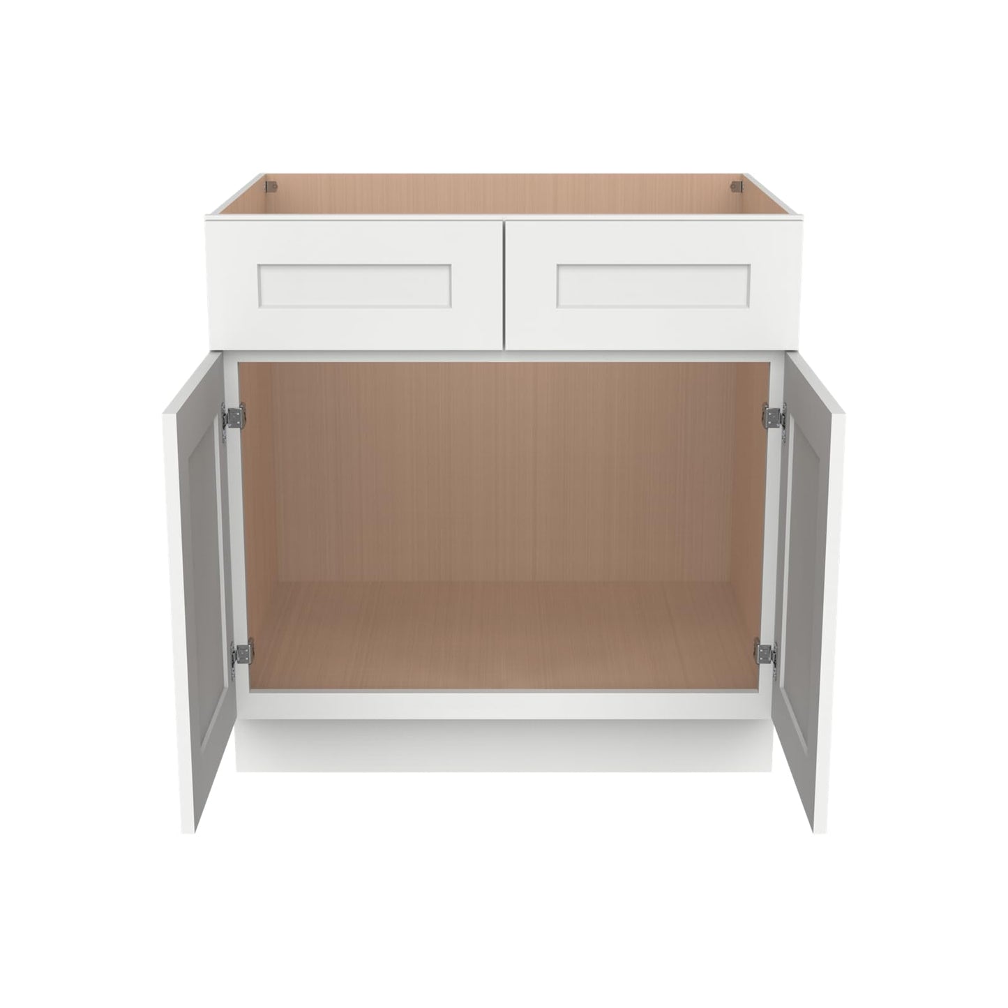 HCIOAN Solid Wood Frame Shaker Style RTA Sink Base Cabinet - 2 Doors, 1 False Drawer for Kitchen, Bathroom Vanity, Office, Washroom (SK-Origami White, 42" W x 24" D x 34.5" H)