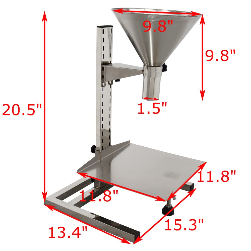 PreAsion Commercial Stainless Steel Funnel with Support Stand Manual Filling Package Funnel 1.5inch