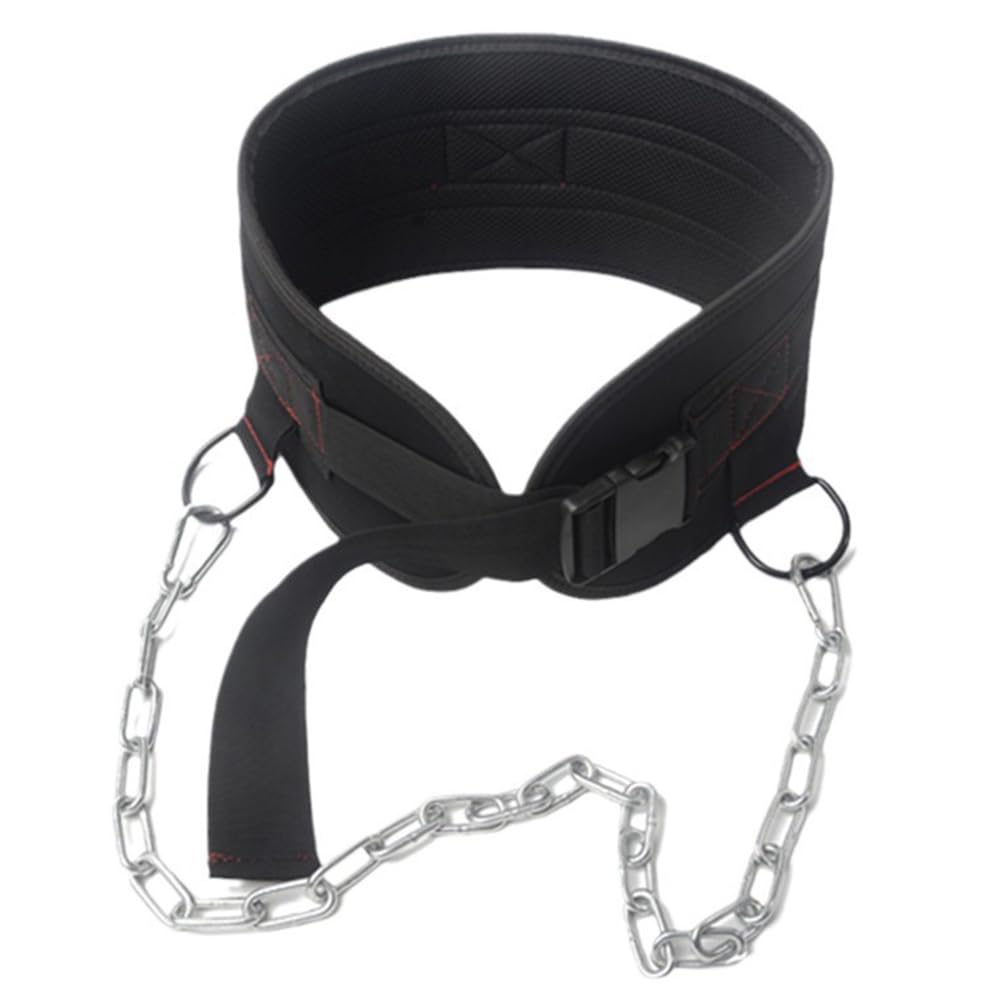 LOOEEL Weightlifting Belt,Adjustable Waist Dip Belt with Chain Strap,Pull Up.Deep Squat Weight-Bearing Straps are Used to Enhance Strength Training and are Suitable for Home and Gym Training.