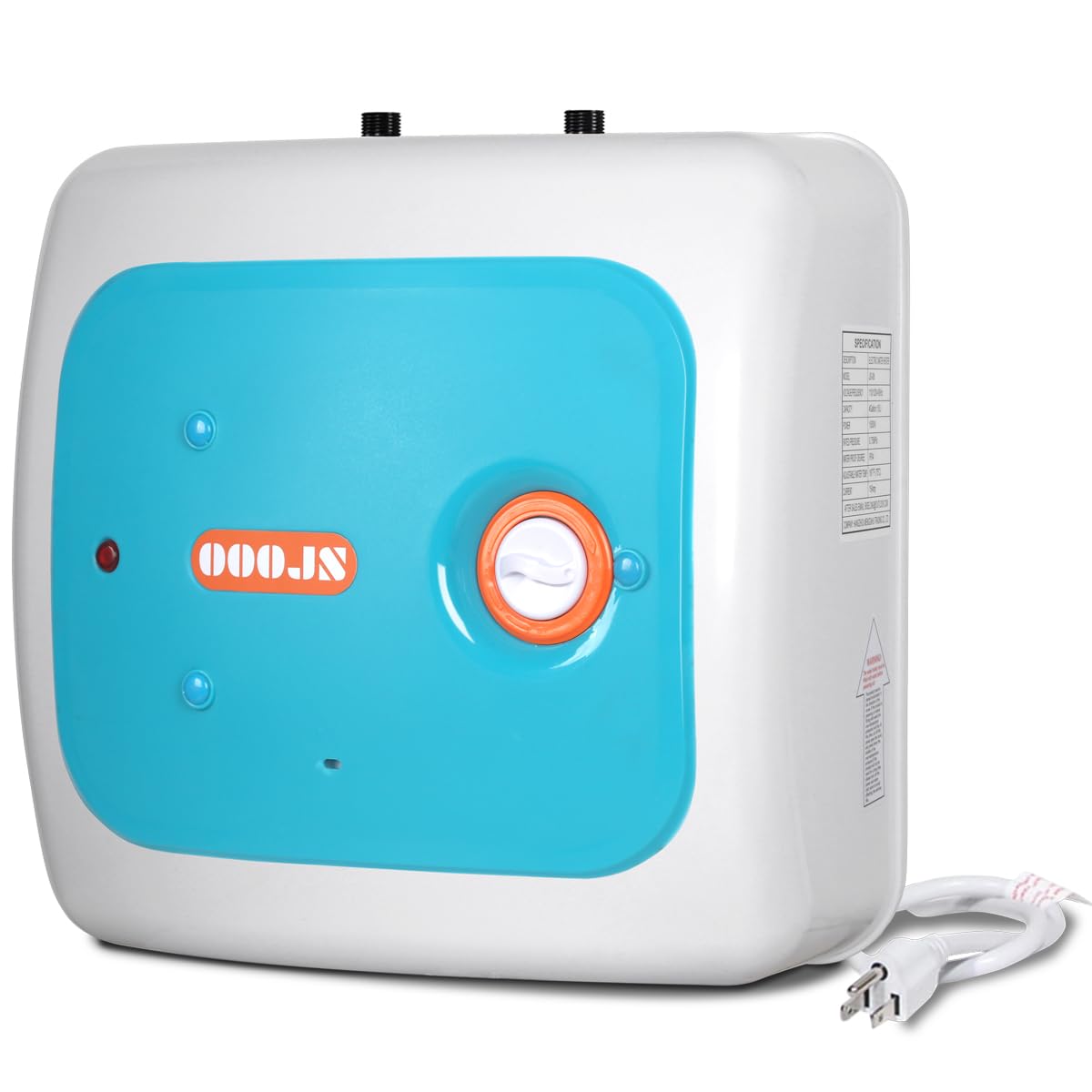 110V-120V 1440-1500W Instant Electric Hot Water Heater Under Kitchen Small Tank 8.0 Gallon Storage,Rv Trailer Instant Fiberglass Compact Point-of-Use,2 PCs 16” Long 1/2”FIP Stainless Steel Hose 30L