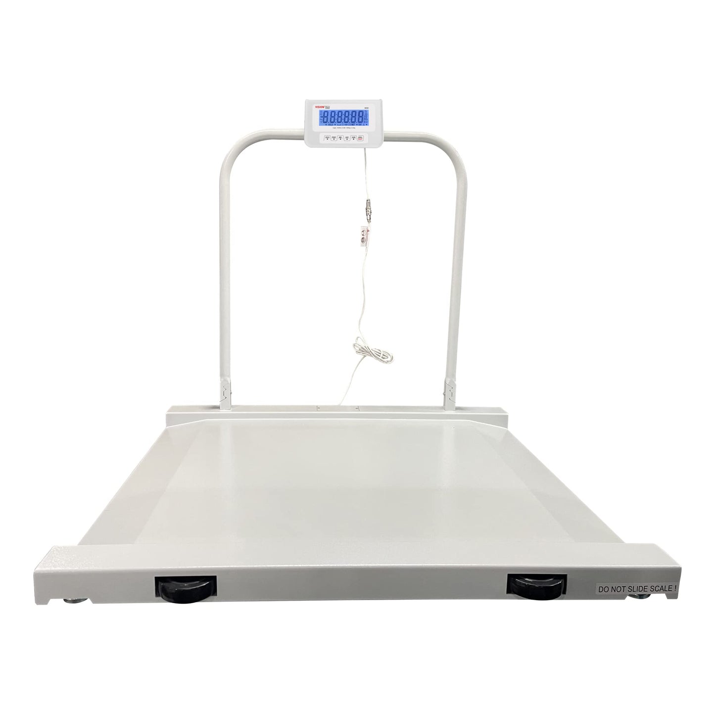 VisionTechShop MVW1 Heavy Duty Wheelchair Scale Platform 1000lb x 0.5lb / 500kg x 0.2kg, Intergrated Foldable Handle and Wheels for Easy Portability, Large LCD Display with Backlight - 1 Piece