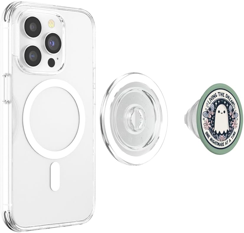 Bookish Book Lover Librarian Phone Popper Spooky Ghost Dark Humor Living the Dream Bookish Reading PopSockets PopGrip