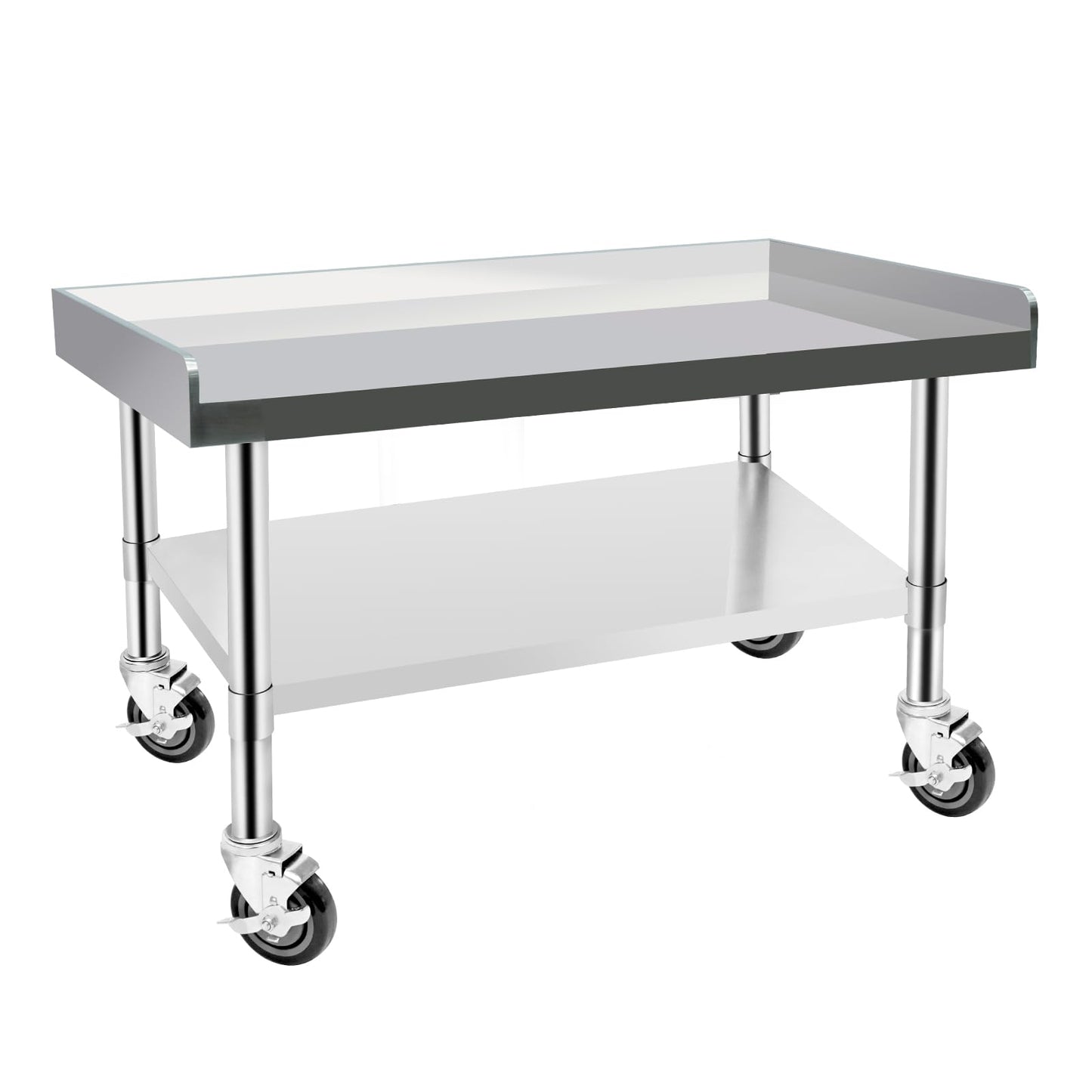 Hutioai Stainless Steel Worktable with Under Shelf & 360° Lockable Casters - Practical for Commercial Kitchens & Workshops (30 * 36 * 26in)