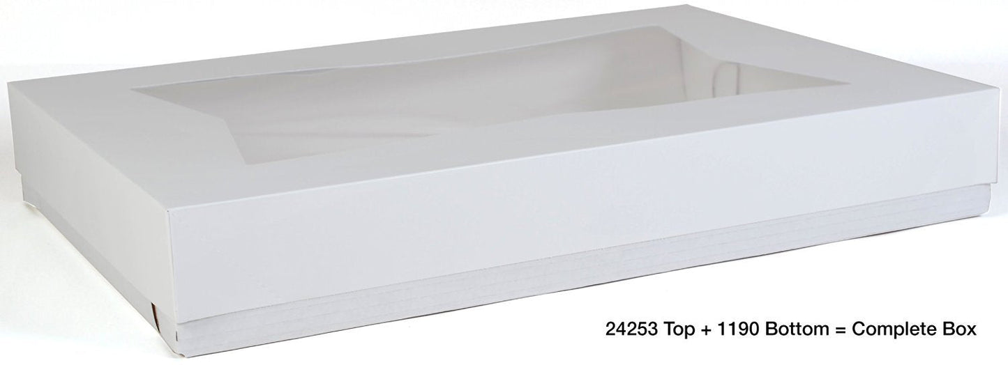 Southern Champion Tray 24253 Paperboard White Window Bakery Box Top (Bottom Sold Separately), 26-1/2" Length x 18-5/8" Width x 3" Height (Case of 50)