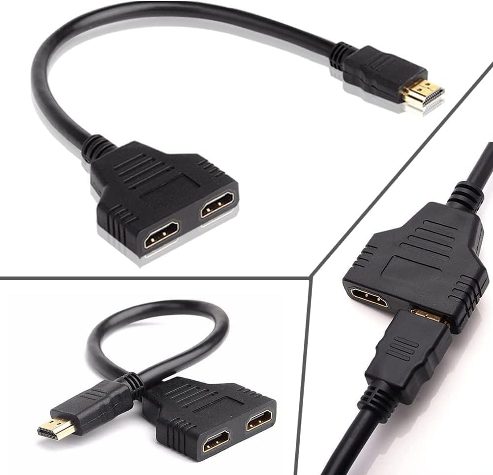 Flsazrx 1 2 1 2 Hdmi Splitter in Out Adapter Cable -HDMI Splitter Male to Dual HDMI Female to Way for HD, LED, LCD, TV