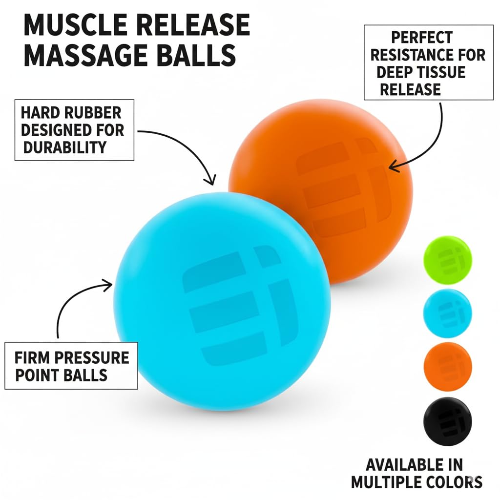 Massage Lacrosse Balls for Deep Tissue Relief - Trigger Point Therapy Ball Set for Plantar Fasciitis, Myofascial Release for Back, Shoulder, Foot - Massage Ball Roller - 2 Pack (Blue/Orange)