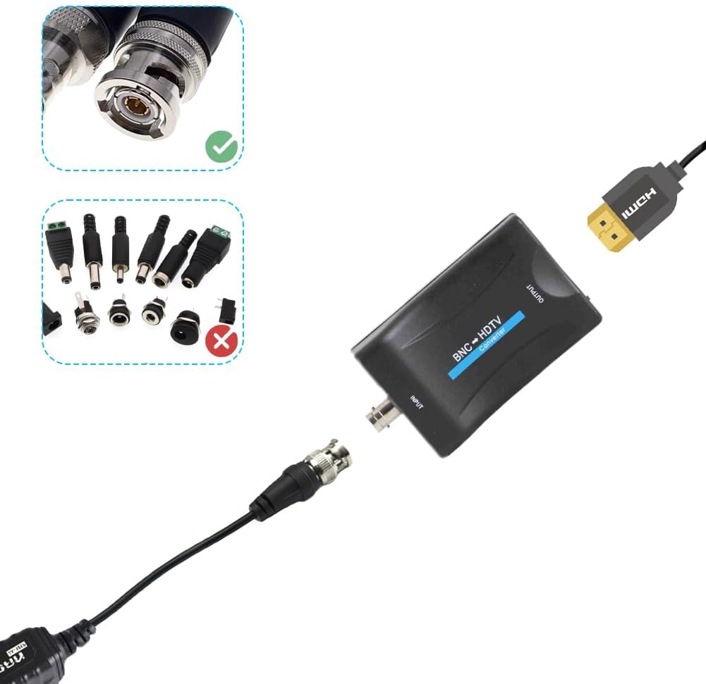 Tiiyee 1080P AC1420 BNC to HDMI Converter Adapter Female CVBS BNC HDMI Connector Coaxial Composite Transfer Analog