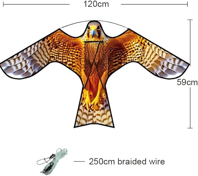 HENGDA KITE Bird Hawk Flying Kite Without Pole for Crops Farm Protector Bird Scarer Flying Kite Without Pole Yellow