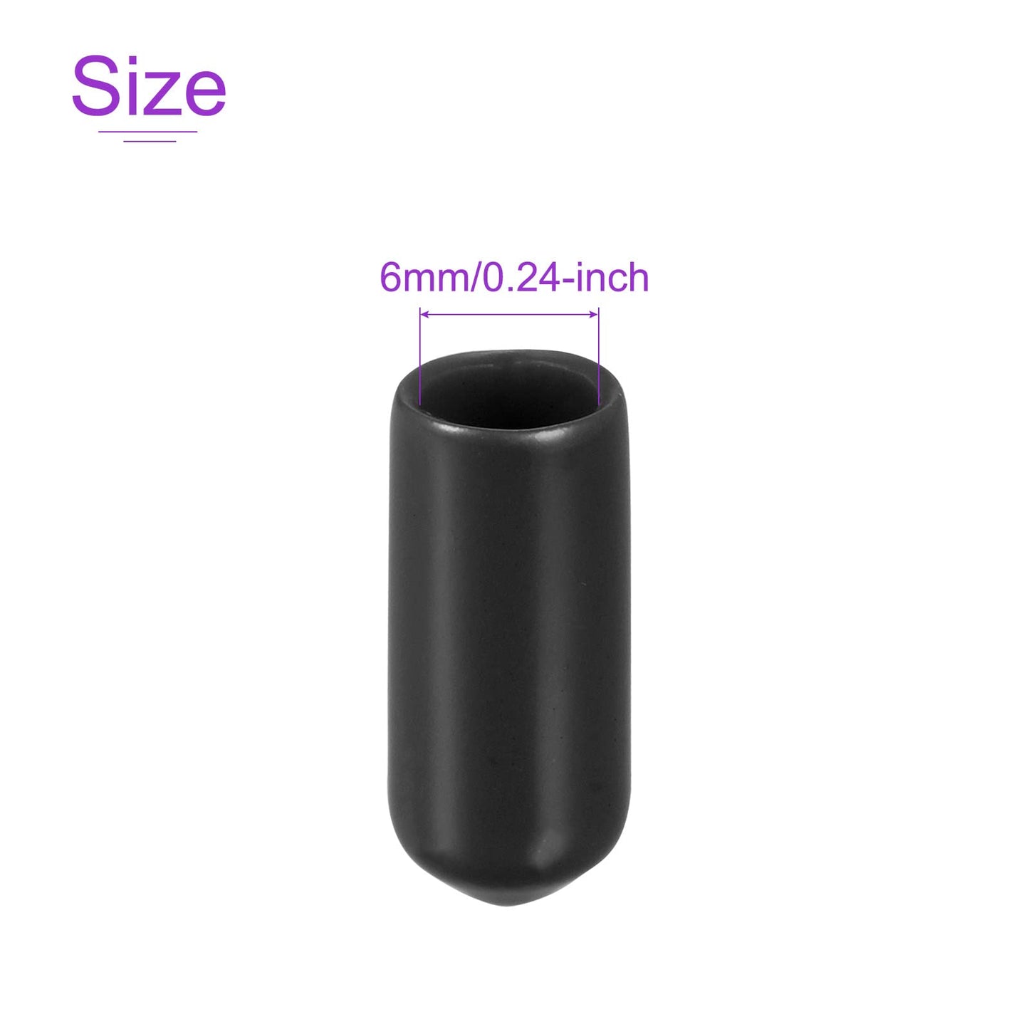 DMiotech 80 Pack 1/4"(6mm) ID Black Screw Thread Protectors Rubber End Caps Bolt Covers for Screw Bolt Furniture Pipe