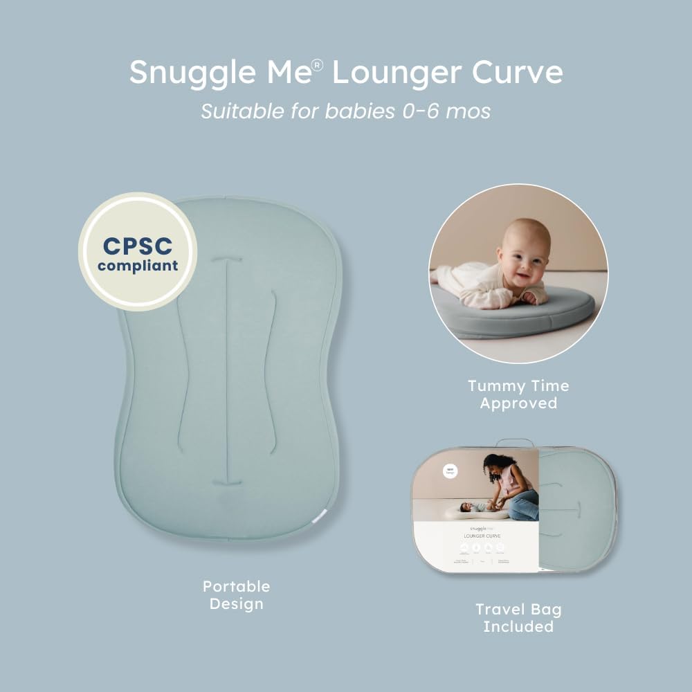 Snuggle Me® Baby Lounger - Premium Organic Cotton Infant Nest with Foam Core, Machine-Washable | Slate (0-6 Months)