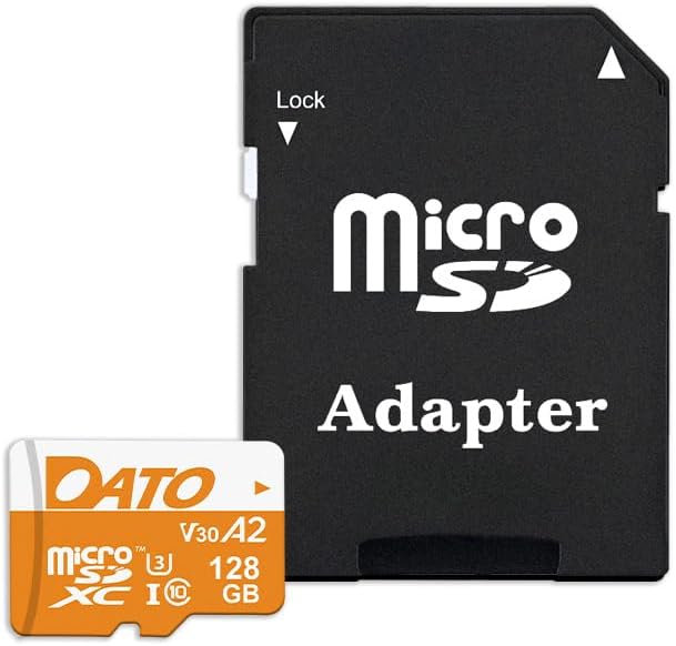 DATO 128GB C10, U3, V30, A2, 4K 160/150 Advance Plus microSDXC Memory Card w/Adapter, UHS-I, UHD, Up to MB/s