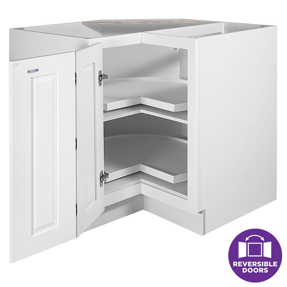 Brookings Shaker Unassembled Lazy Susan Kitchen Cabinet LS36, 36 W x 24 D x 34.5 H, Painted White, Solid Wood, Design House, 561431