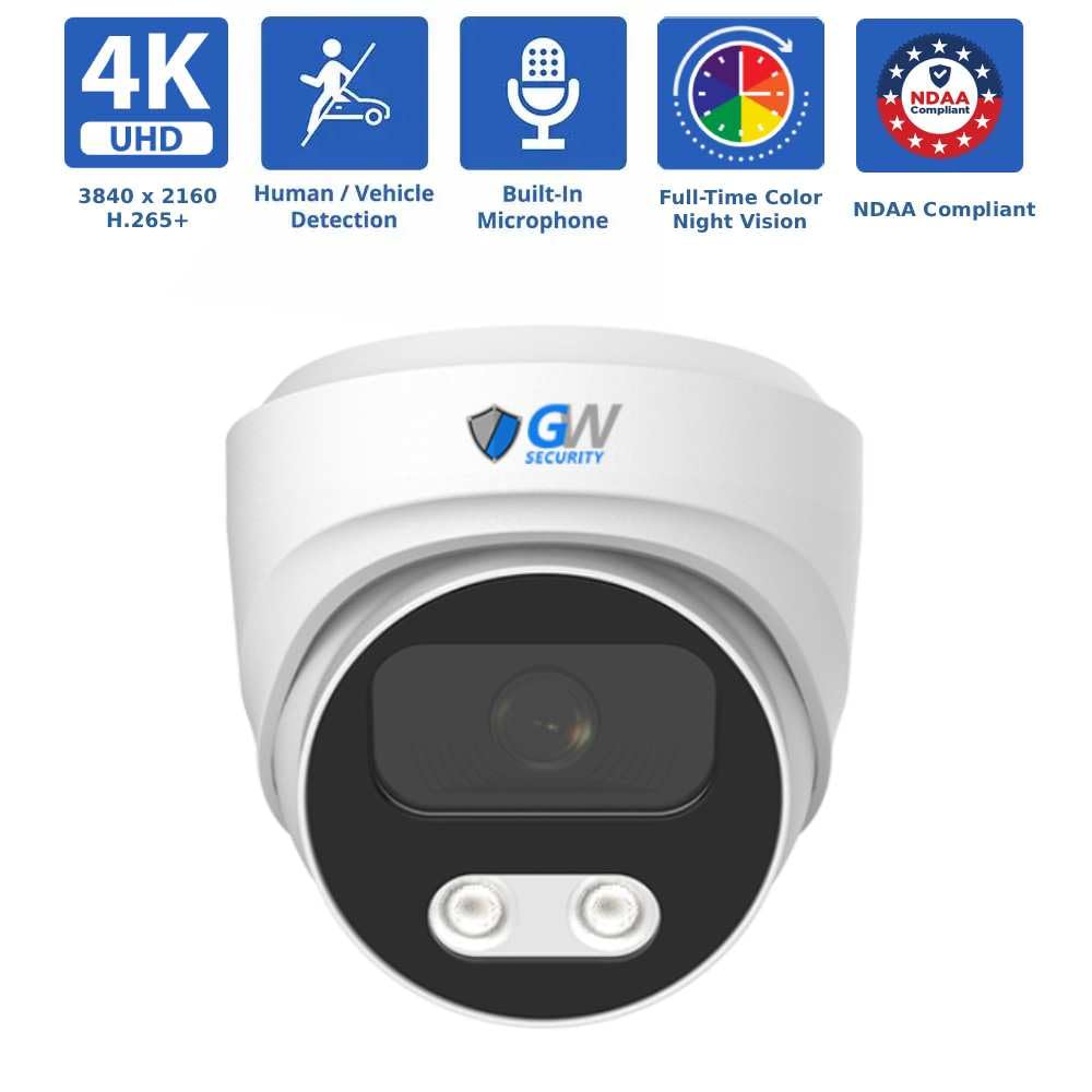 GW Security 16 Channel 12MP NVR 4K Security Camera System with 16 x 8MP PoE Spotlight Color Night Vision Outdoor/Indoor Microphone Dome Cameras, Smart AI Human/Vehicle Detection