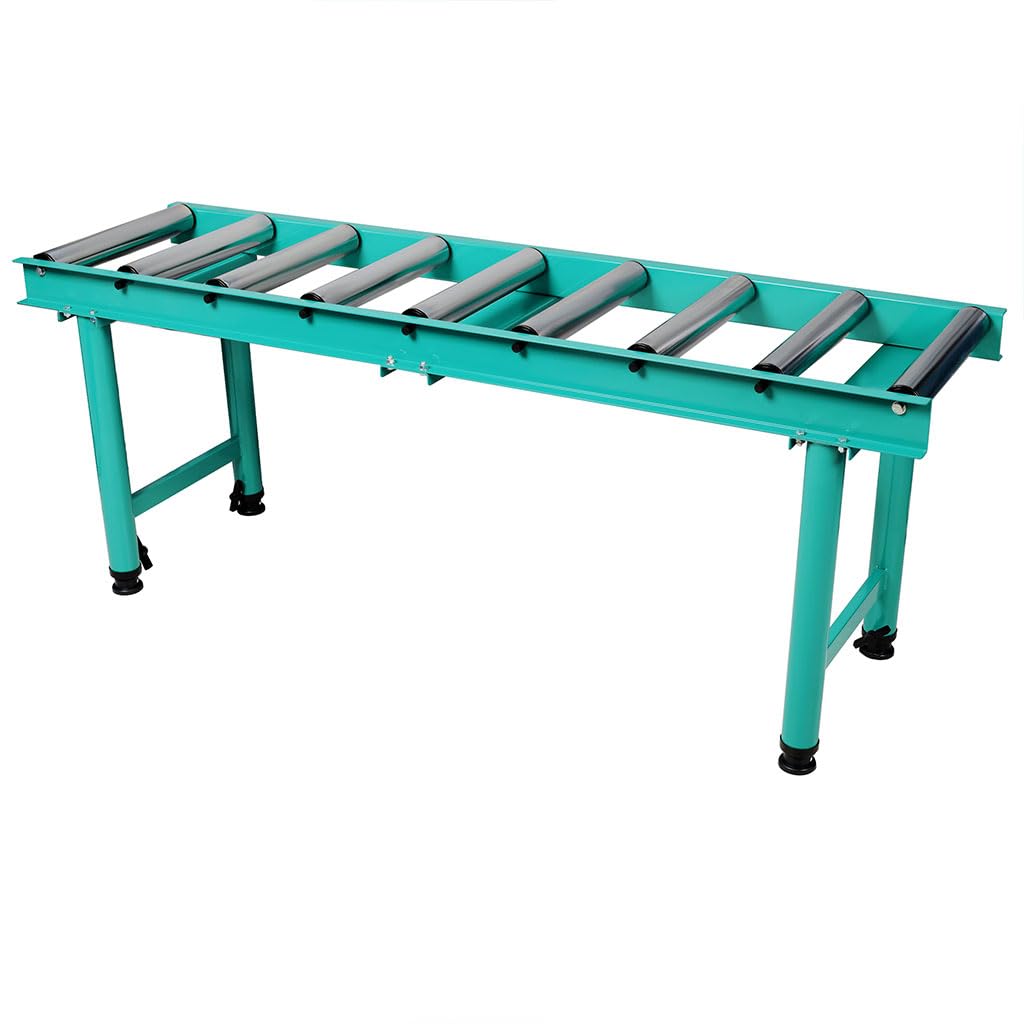 SEOCCTV 5 FT Adjustable Roller Conveyor Table with 9 Rollers, Heavy Duty Portable Steel Conveyor Stand, Height Adjustable Roller Table Supports 440 lbs for Warehouse, Workshop & Material Handling