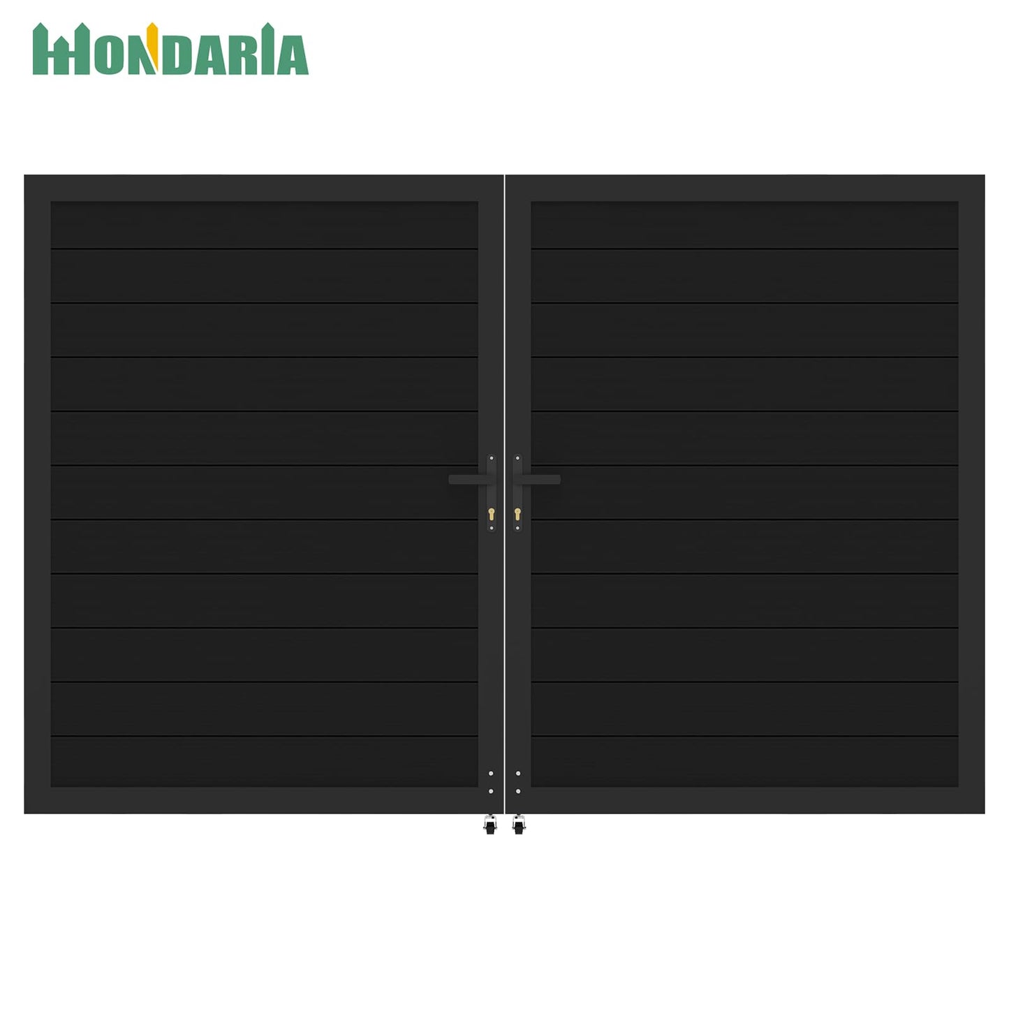Mondaria Aluminum Double Fence Gate, 6FT H x 10FT W Outdoor Driveway Privacy Gate with Heavy Duty Metal Frame, Rustproof Powder-Coated Gate with Lockable Handle Kit (Posts Not Included)