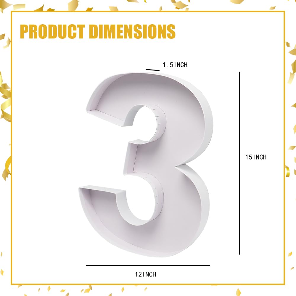 WENPACK 15" Large Fillable Cardboard Number Charcuterie Tray Paper Mache Sweet Cupcake Food Birthday Box (3)