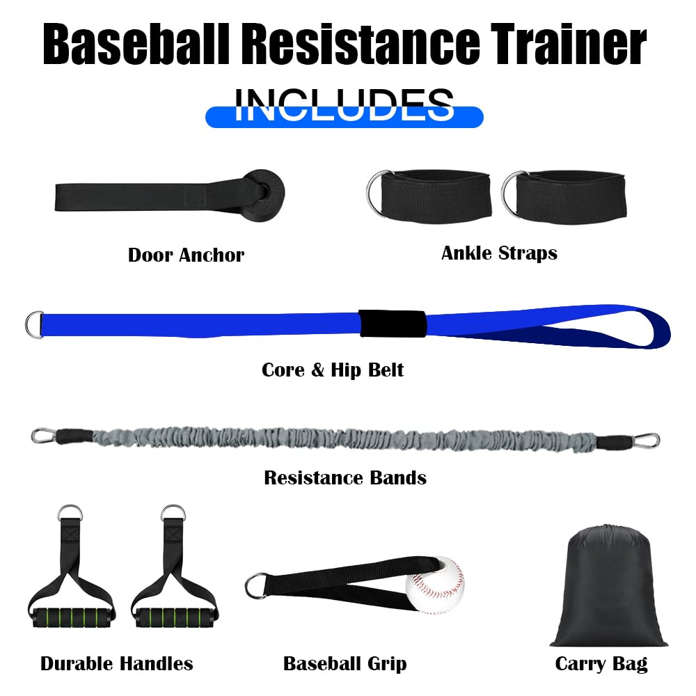 Core & Hip Belt Resistance Band for Baseball & Softball Training | Baseball Batting & Hitting Trainer | Complete Resistance Training Aid for Arm Strength & Swing Flexibility