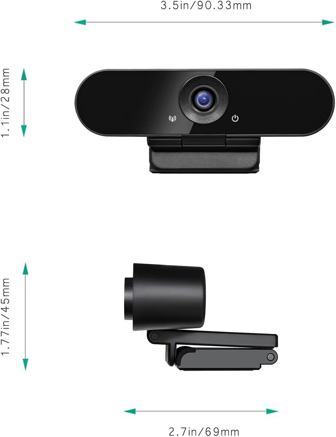 WEUNKNOWN 1080p Webcam with Dual Stereo Microphones & Privacy Cover, Full HD USB Desktop Web Computer Camera with Auto