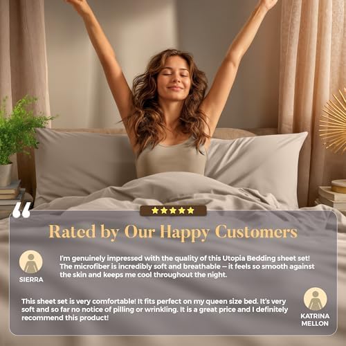 Utopia Bedding Twin Sheet Set - Soft & Breathable Microfiber, 3-Piece Bed Sheets for Twin Size Bed | Oeko Tex (Beige)