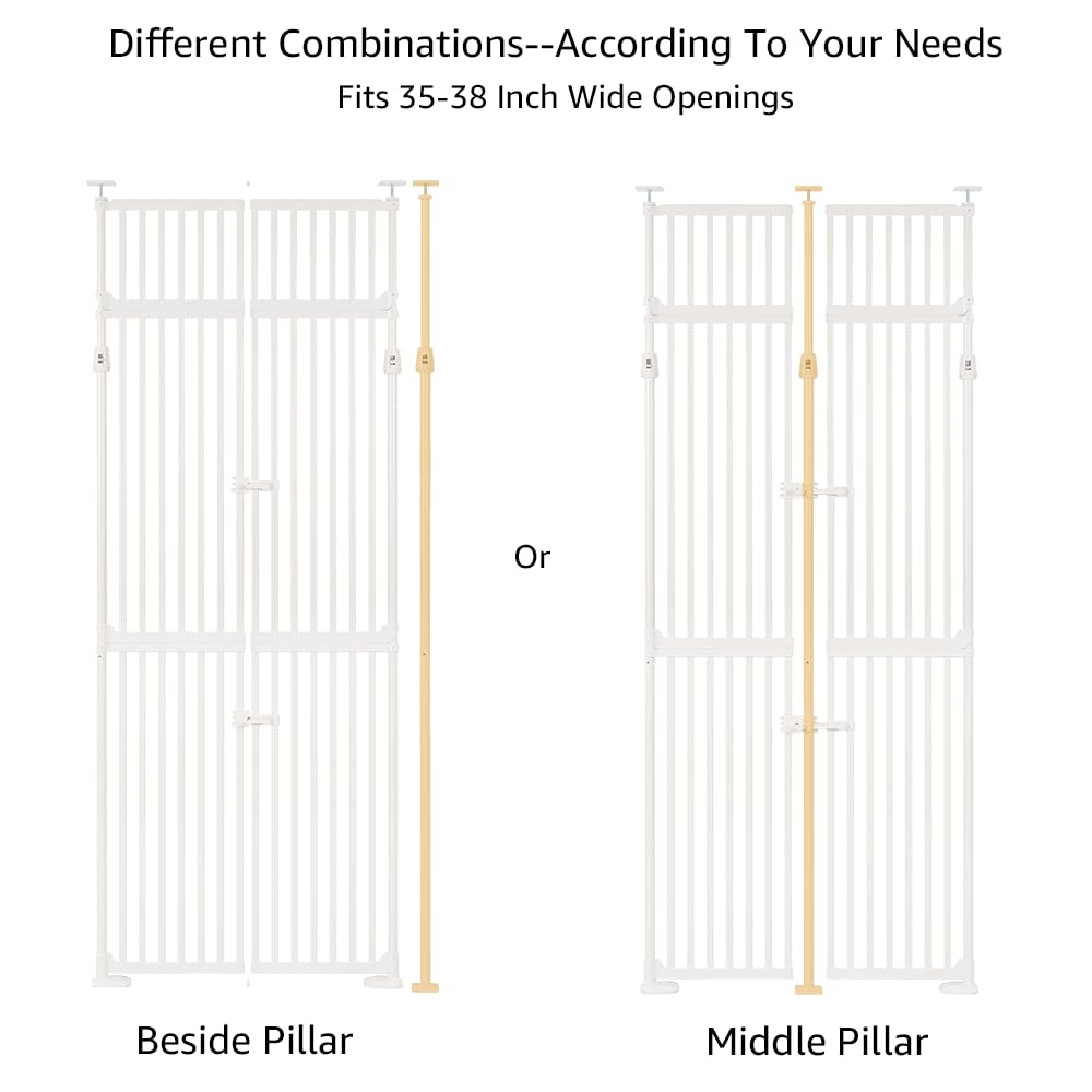 unipaws 86" High Extra Tall Cat Gate, Auto Closing and No Drilling Safety Gate for Doorway Hallway Stairs, Cat Dog Proof, Fit for 35"-38" Wide Opening, Indoor Use, White