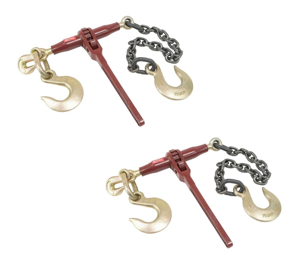 Mytee Products (2 Pack) Ratchet Pro Binder w/ 3/8" Grab & 1/2" Sling Hook, & 2' G8 Chain & 1/2" Sling Hook, 7100 WLL