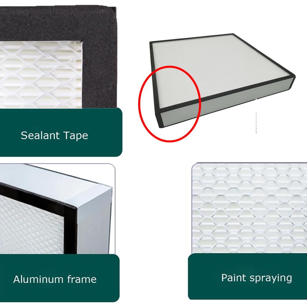 EQCOTWEA High Efficiency HEPA Filter Replacement FFU Aluminum Fan Filter Unit for Laminar Flow Hood 22.44x22.44x3.15inch Class 100 Cleanliness HEPA Filter