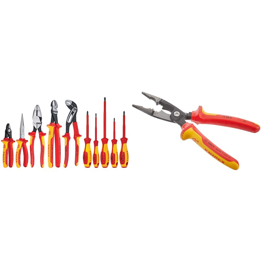 Knipex Tools LP 10-Piece 1000V Insulated Pliers, Cutters and Screwdriver Set + KNIPEX Electrical Installation Pliers