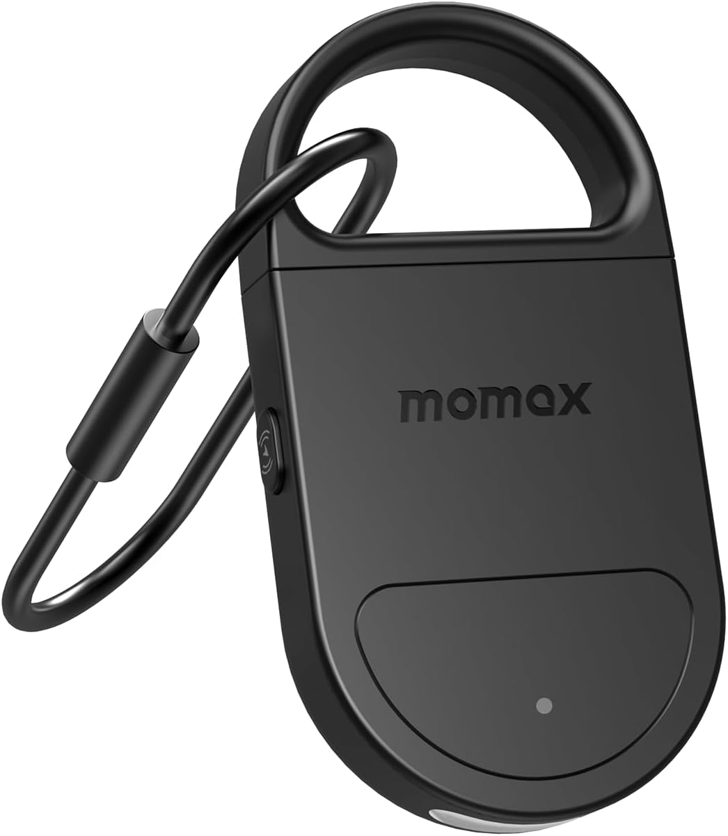 MOMAX Key Finder Tracker Tag Smart Personal Alarm Rechargeable Tracking Device with SOS Alert & LED Strobe, Find My