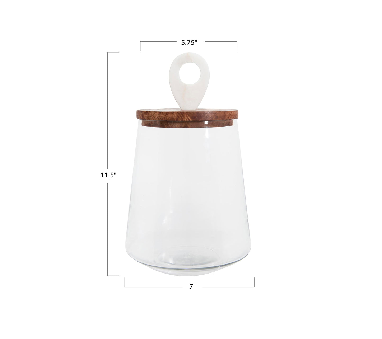 Small Clear Glass Jar with Mango Wood & Marble Lid