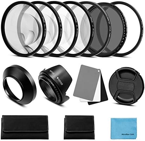 Sedremm 62mm Filter(ND2-ND400),Macro Set(+1,+2,+4,+10),Lens Hood,3 1 Lens Filter Accessories Kit:UV CPL Adjustable ND
