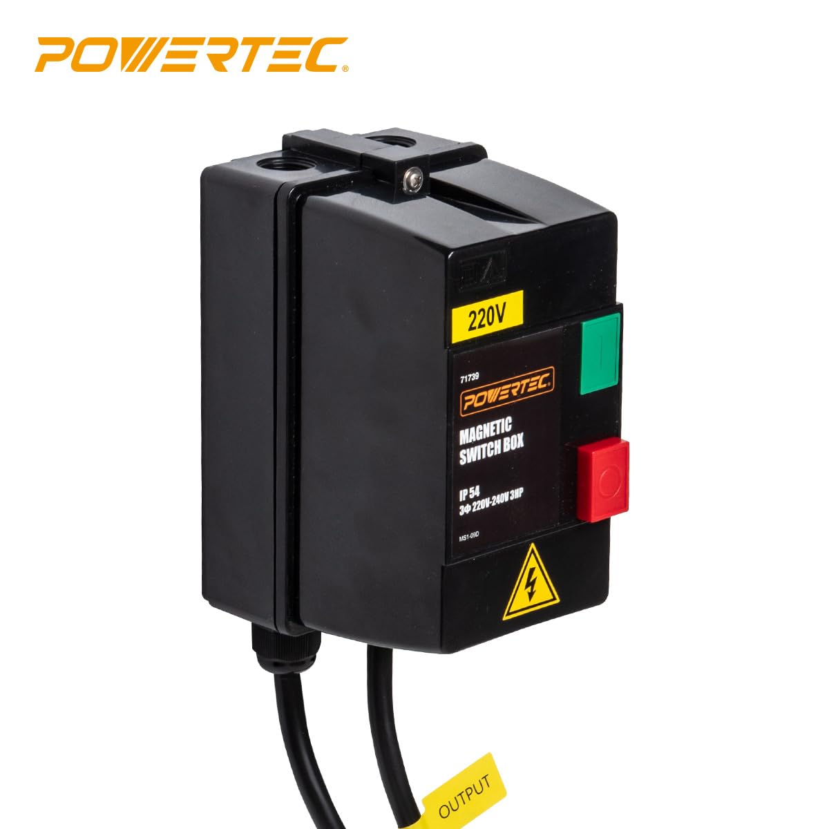 POWERTEC 230V 3-Phase Magnetic Switch Box, 11 Amps, 3P Switch, UL Approved. Includes 4-Wire Motor/Load and Power/Line Cords. Fits DeWalt,Table Saw,Industrial Planer,Unisaw,Woodworking Shaper (71739)