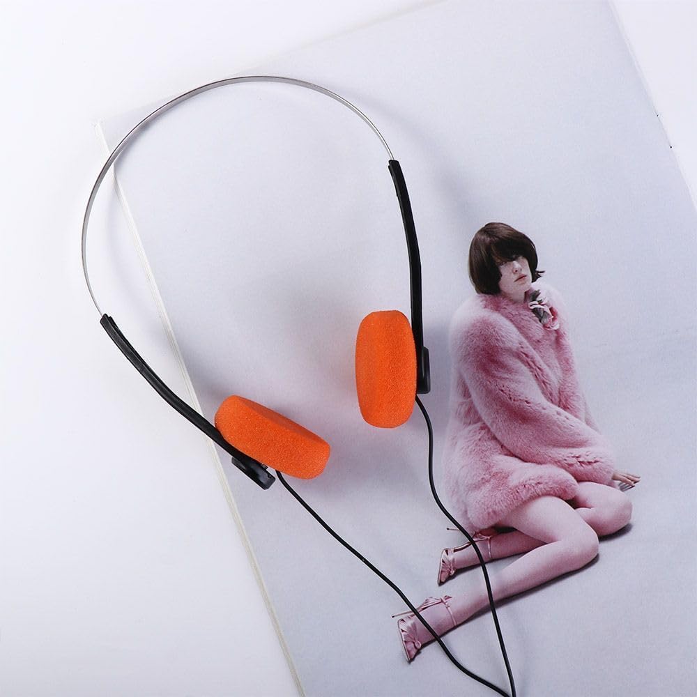JJLFresheners Orange Retro On Ear Headphones, Wired Stereo Headphones, Lightweight Portable with Adjustable
