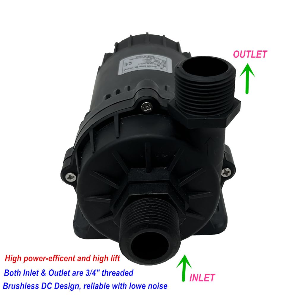 SHYSKY Heavy Duty Low Noise 24V 120W Micro Brushless DC Water Pump DC60G-24120A-1, 12m 39ft 1003GPH, Speed/Flow Adjustable, DRY RUN Protection, For Cooling Circulation Pressure Sys